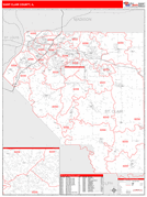 St. Clair County, IL Digital Map Red Line Style